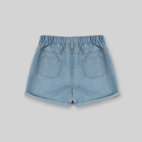 Girls Long Sleeve Stripes Shirt With Sleeveless Top & Denim Shorts Sets   