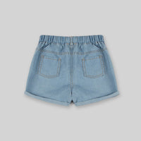 Girls Long Sleeve Stripes Shirt With Sleeveless Top & Denim Shorts Sets   