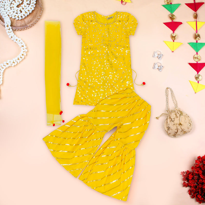 Girls Yellow Sharara Set Ethnic Gift Hamper Ethnicwear Girls
