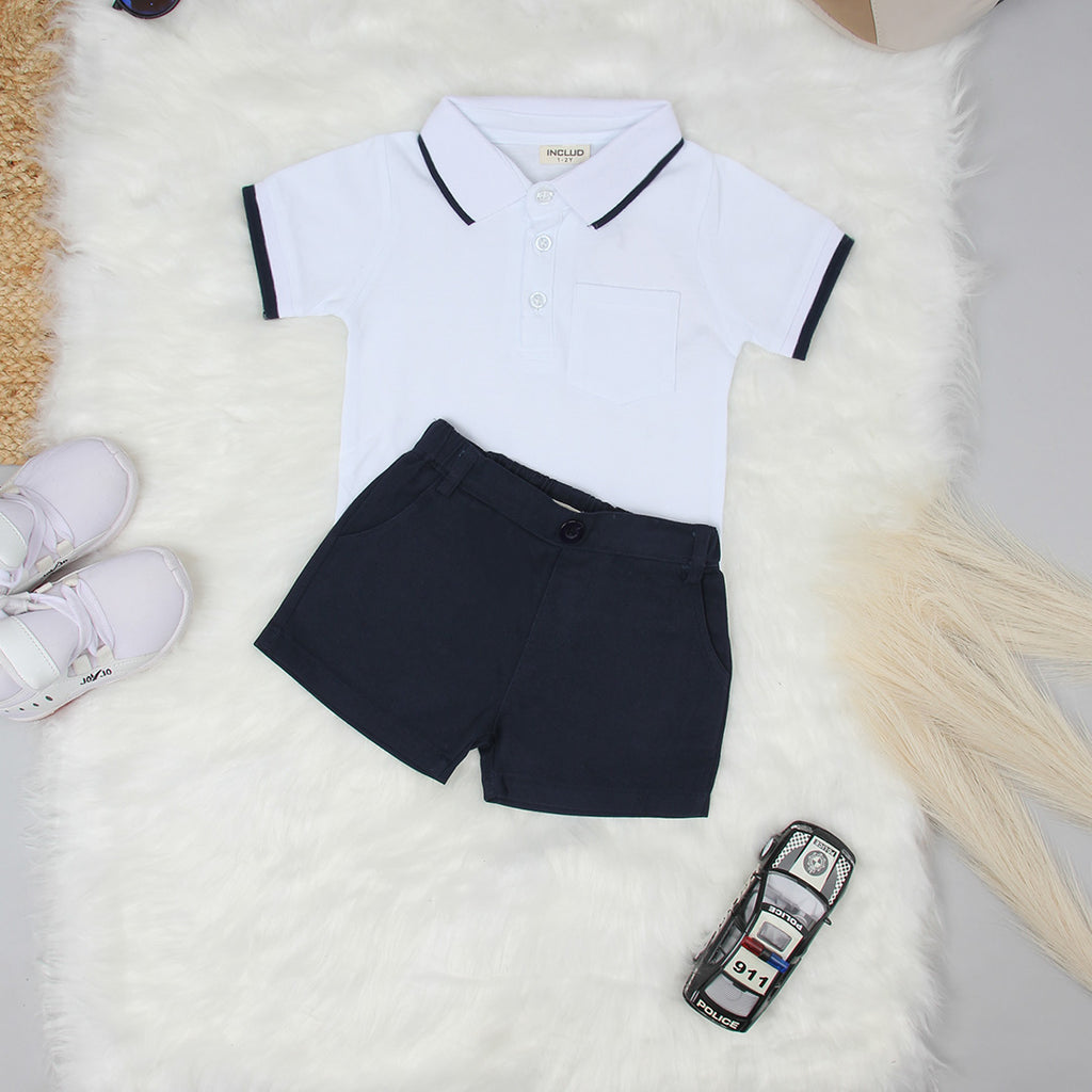 Boys White Casual Wear T-Shirt & Shorts Clothing Sets Sets Style 1 1-2 Y 