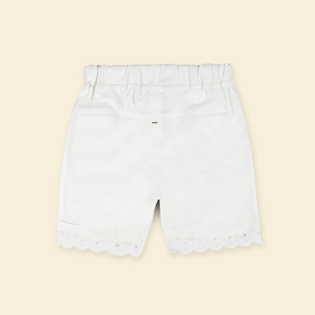 Girls Light Blue Collar Embroidery Top With Lace Bottom Shorts Sets