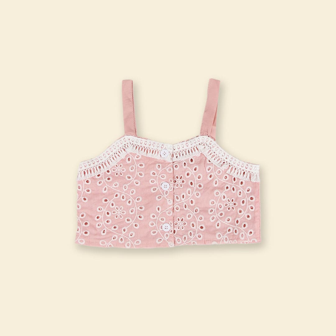 Girls Schiffli Top with Shorts Set Sets   