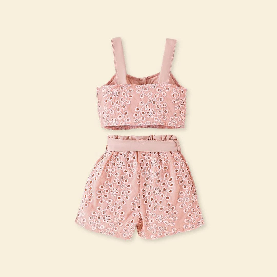 Girls Schiffli Top with Shorts Set Sets   