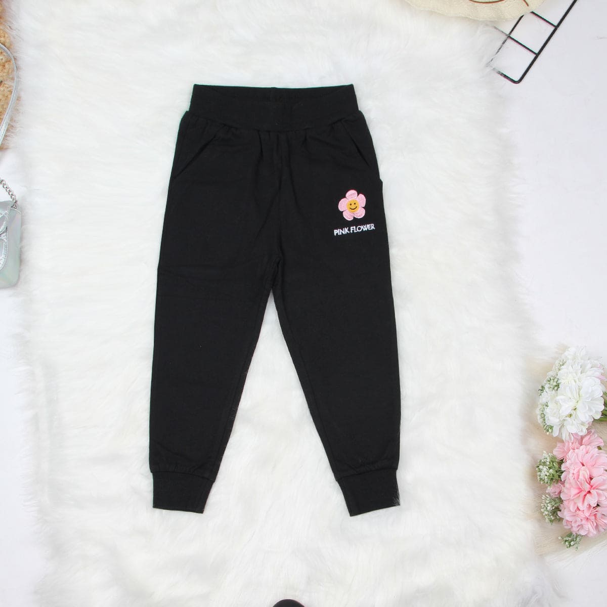 Girls Elasticated Jogger Pants Trackpants & Joggers Black 18-24 M