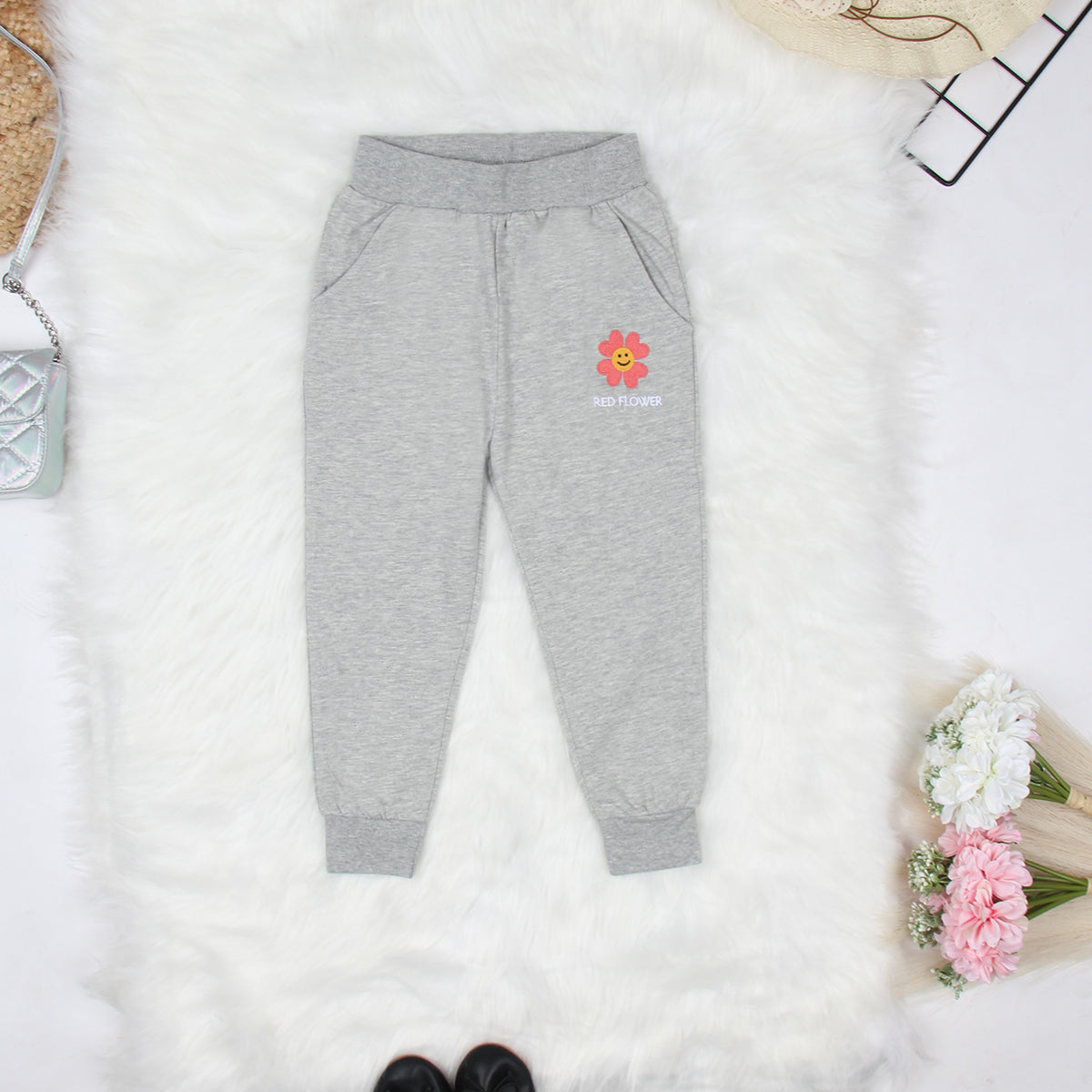 Girls Elasticated Jogger Pants Trackpants & Joggers Grey 18-24 M