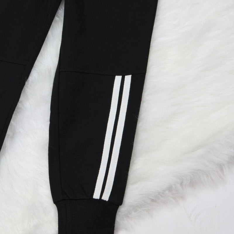 Boys Black Hooded Sweat Shirt with Track Pant Set Sweatshirts & Hoodies
