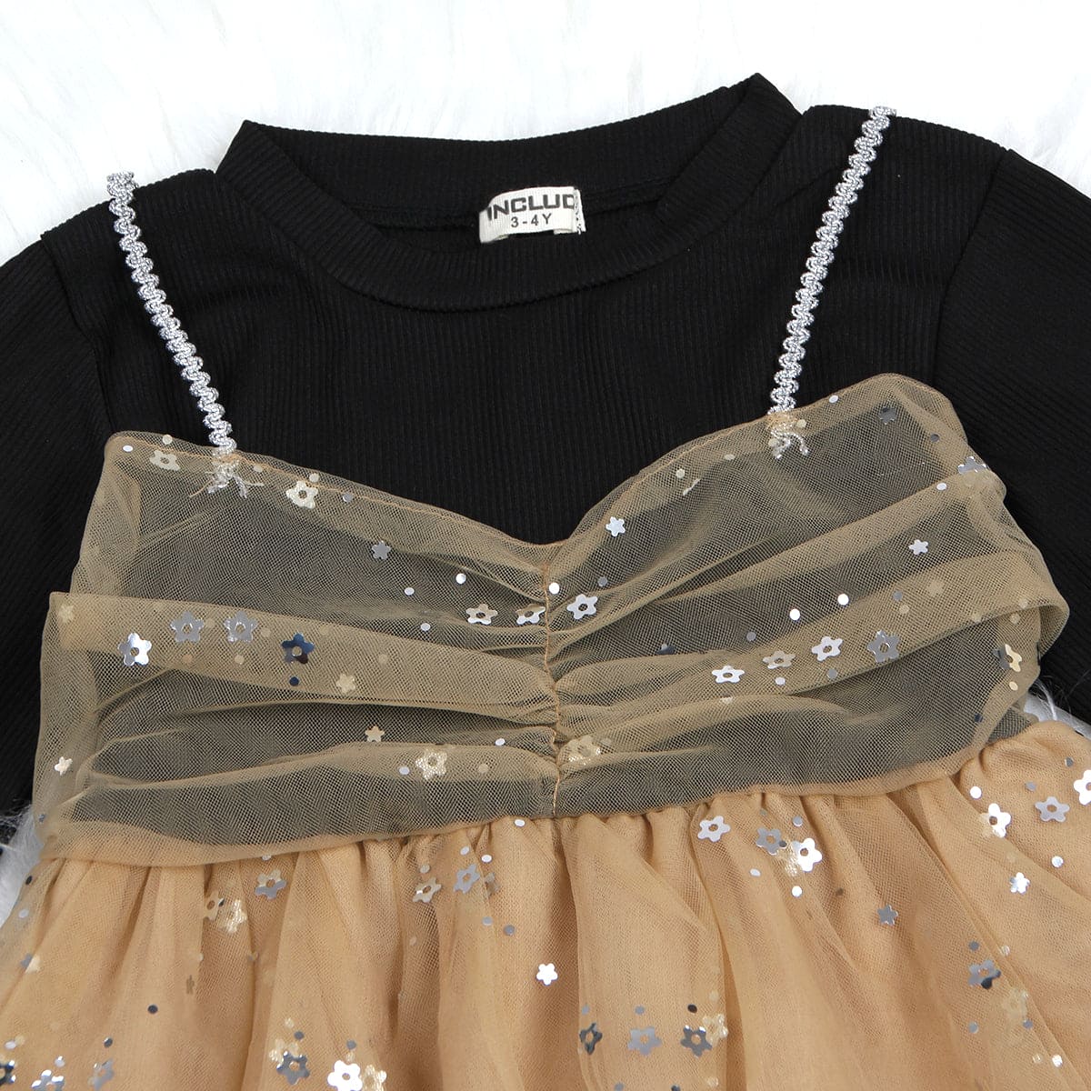 Girls Black Embellished Full Sleeves Partywear Dress Party Dresses