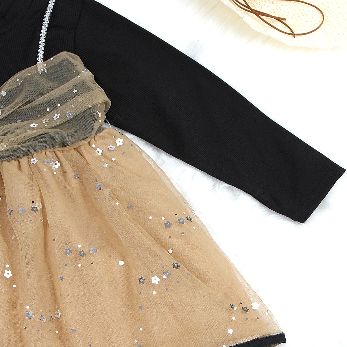 Girls Black Embellished Full Sleeves Partywear Dress Party Dresses