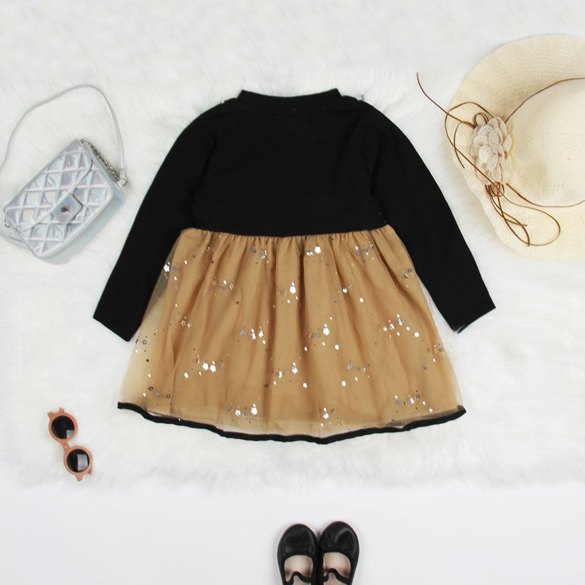 Girls Black Embellished Full Sleeves Partywear Dress Party Dresses