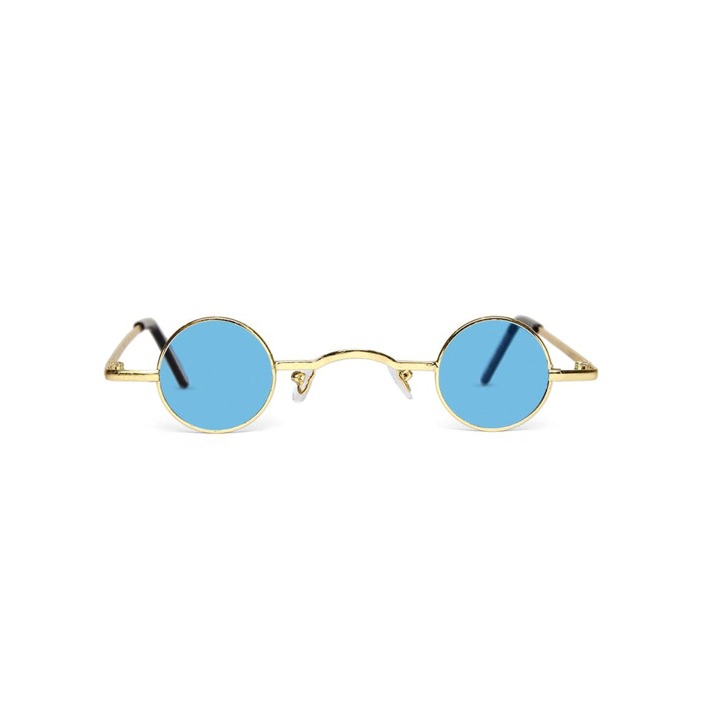 Girls Blue Round Shape Golden Eye Glasses Accessories