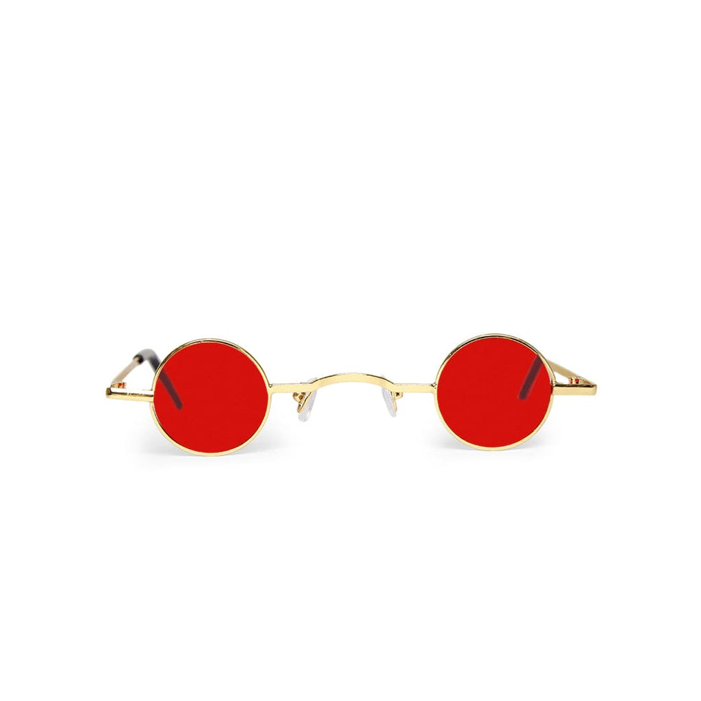 Girls Red Round Shape Metal Frame Eye Glasses Accessories Red Onesize