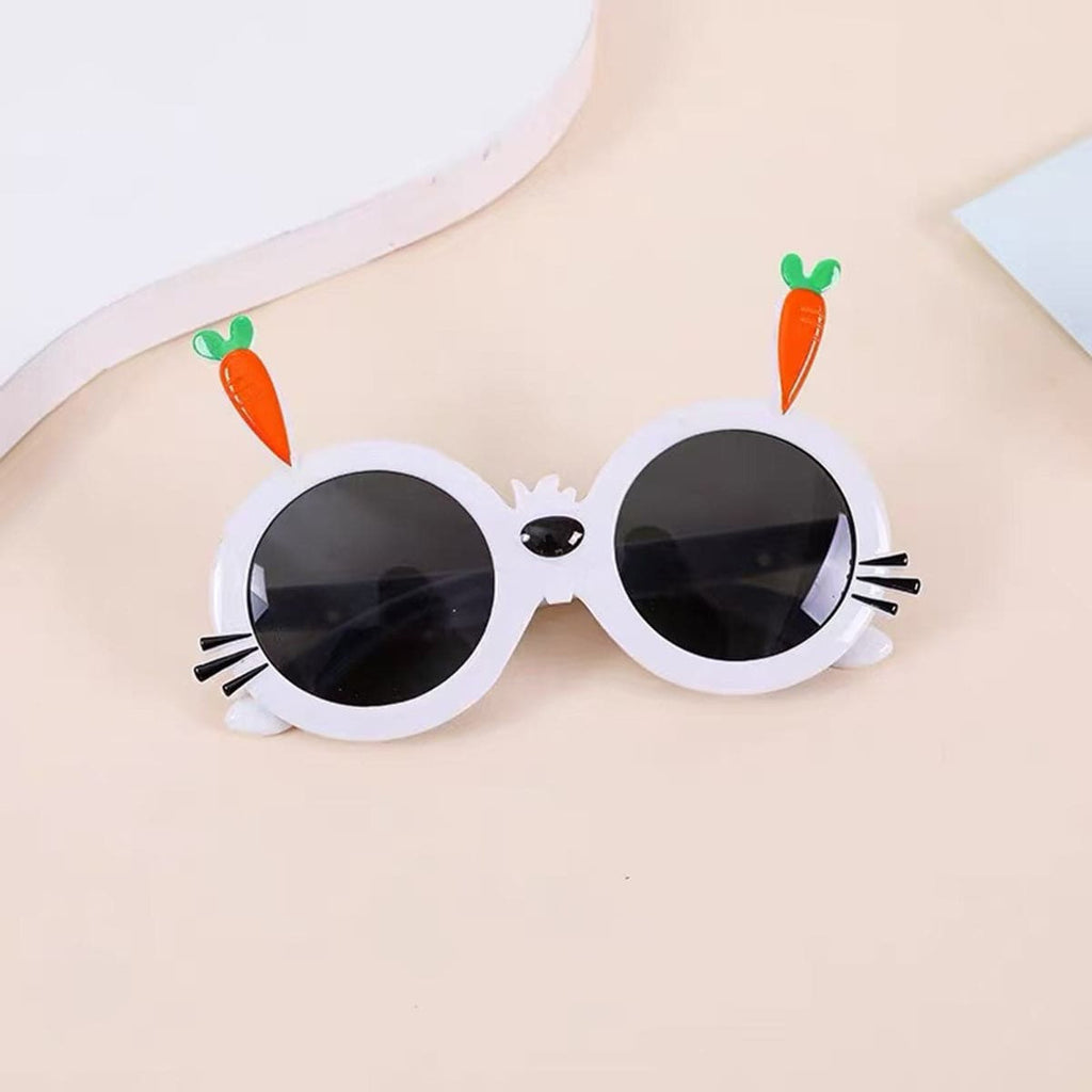 Girls White Round Shape Carrot Sun Glasses Accessories White Onesize