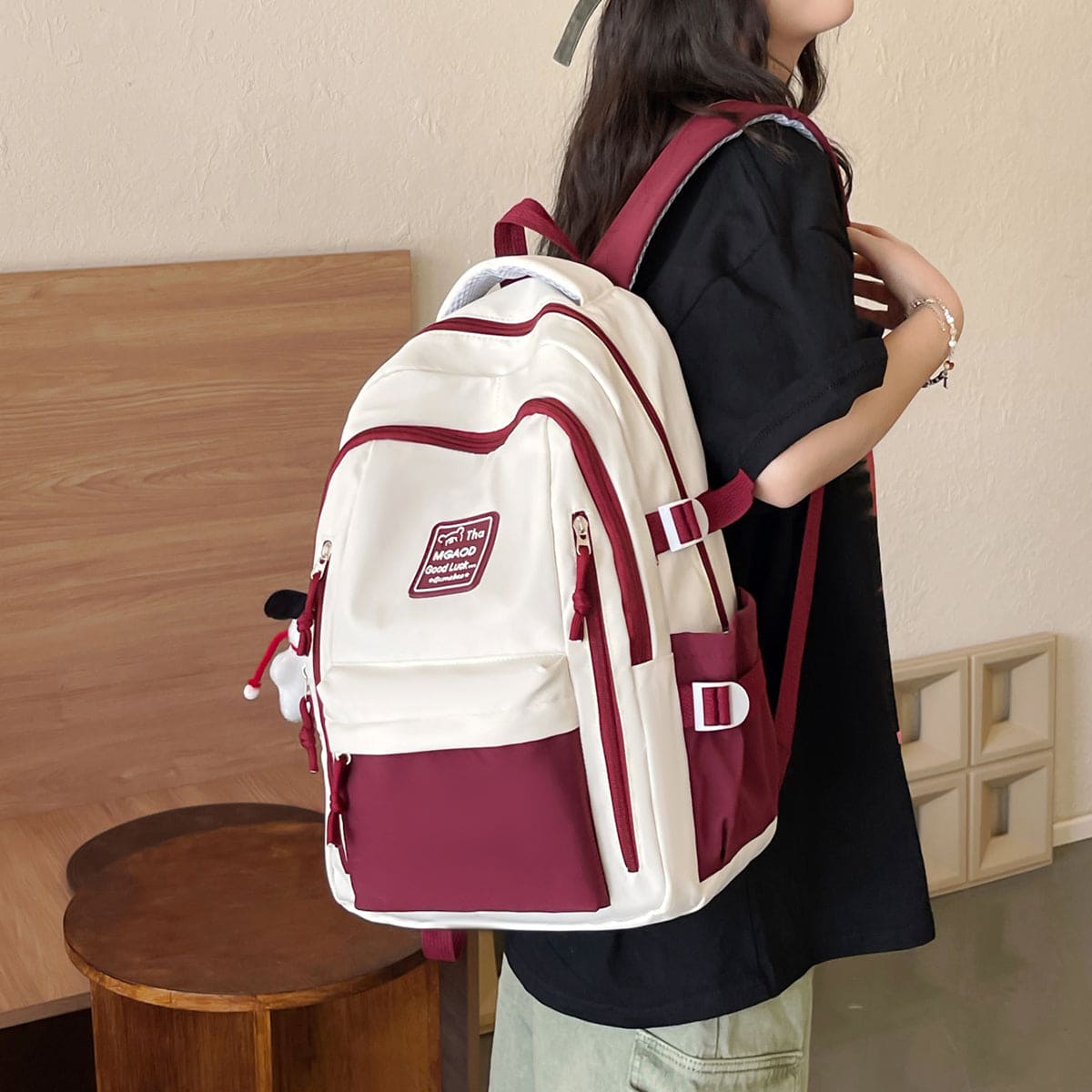 Unisex Red Multipocket Backpack Accessories   