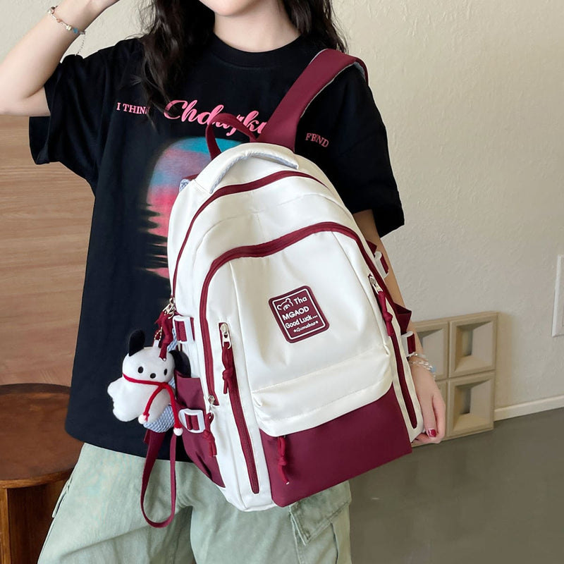 Unisex Red Multipocket Backpack Accessories   