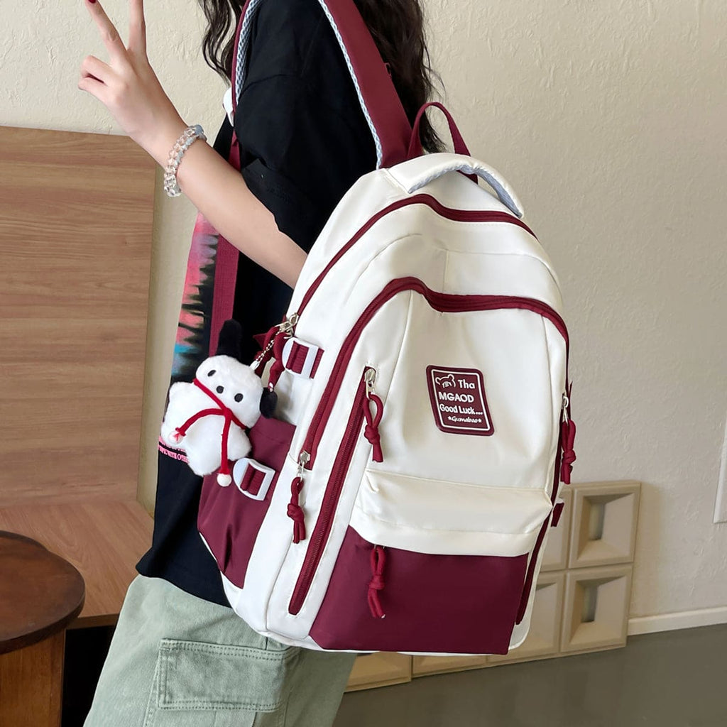 Unisex Red Multipocket Backpack Accessories   