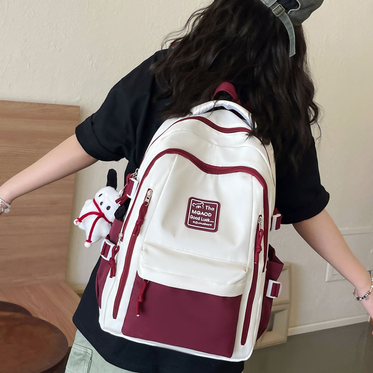 Unisex Red Multipocket Backpack Accessories   