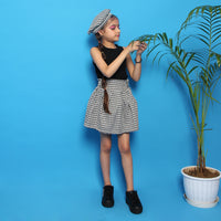 Girls Sleeveless Top with Pleated Skirt & Beret Hat Set Sets