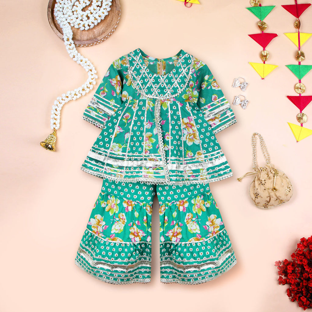 Girls Bandhani Printed Sharara Set Ethnic Gift Hamper Ethnicwear Girls