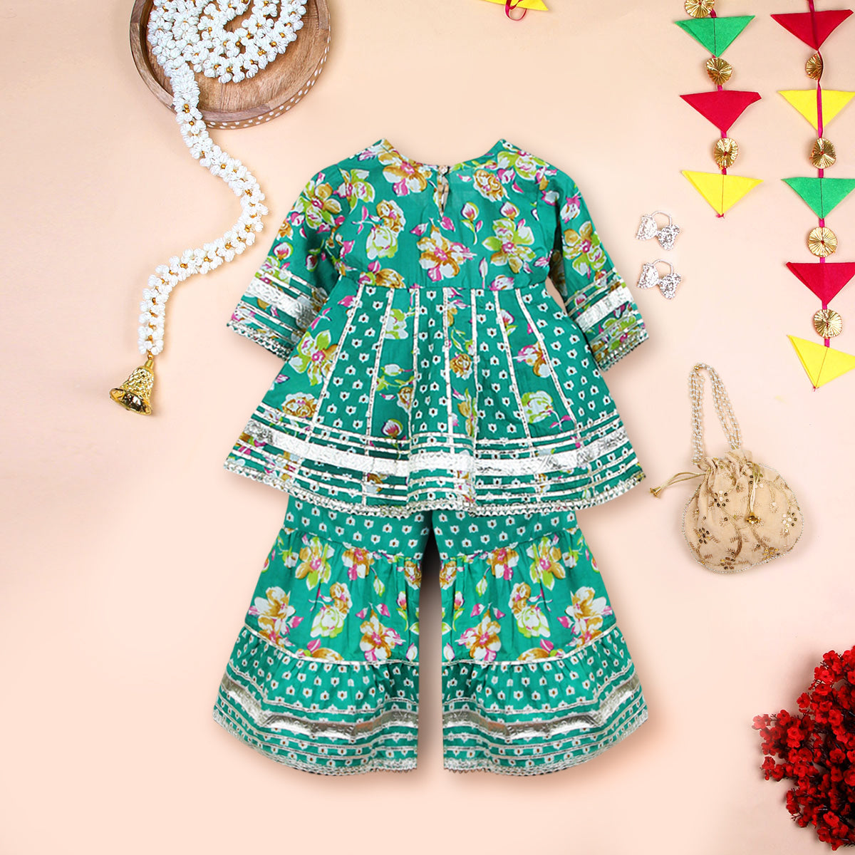 Girls Bandhani Printed Sharara Set Ethnic Gift Hamper Ethnicwear Girls