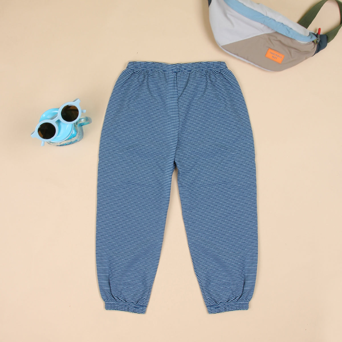Boys Blue Pinstriped Joggers Trackpants & Joggers Light Blue 18-24 M