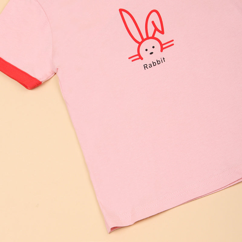 Girls Motif Printed Short Sleeves Casual Tee