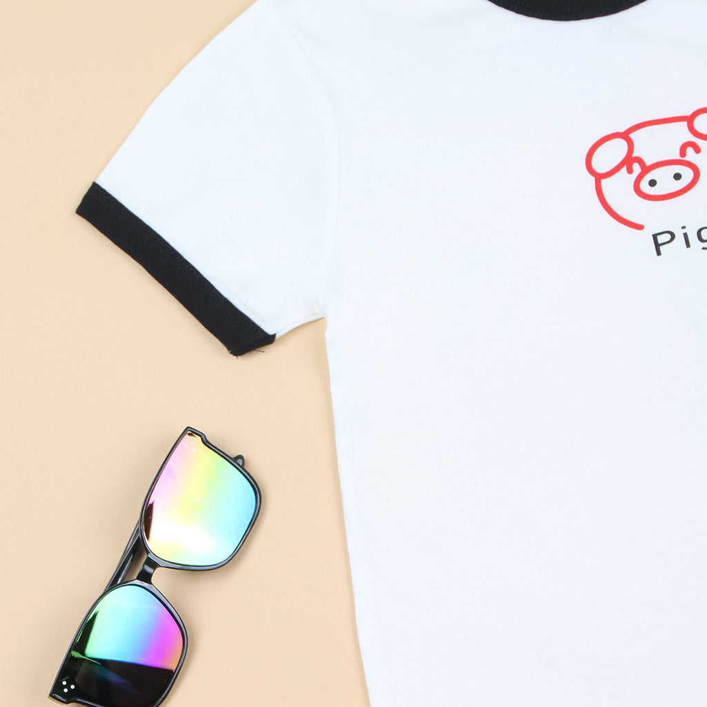 Girls Motif Printed Short Sleeves Casual Tee Tops & T-Shirts