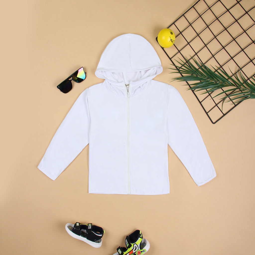 Boys White Long Sleeves Hooded Sweatshirt Sweatshirts & Hoodies