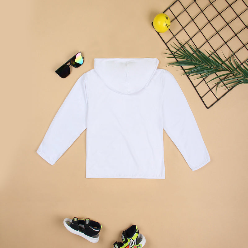 Boys White Long Sleeves Hooded Sweatshirt Sweatshirts & Hoodies