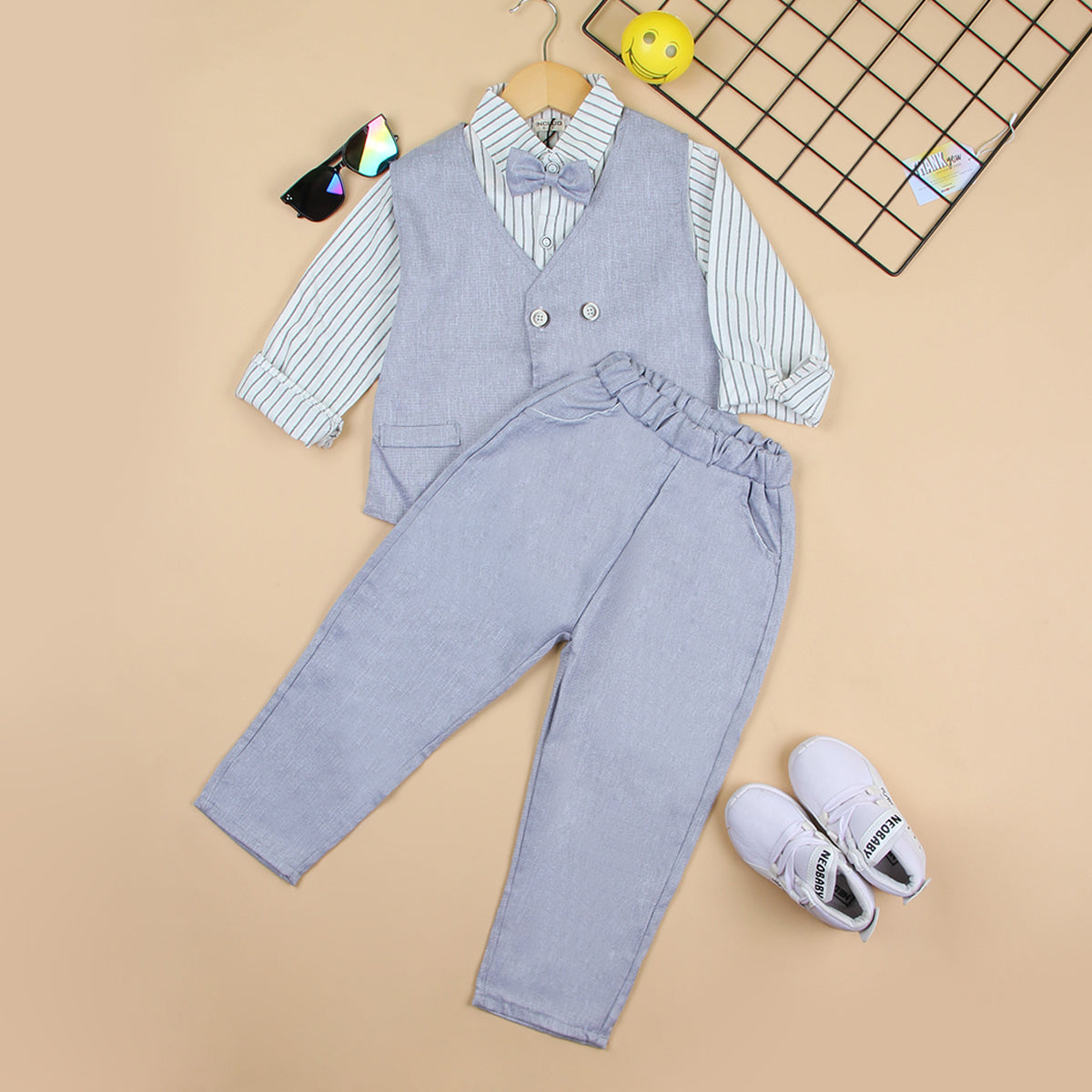 Boys Waistcoat with Striped Shirt and Trousers Set (Copy) 3 pc. Sets