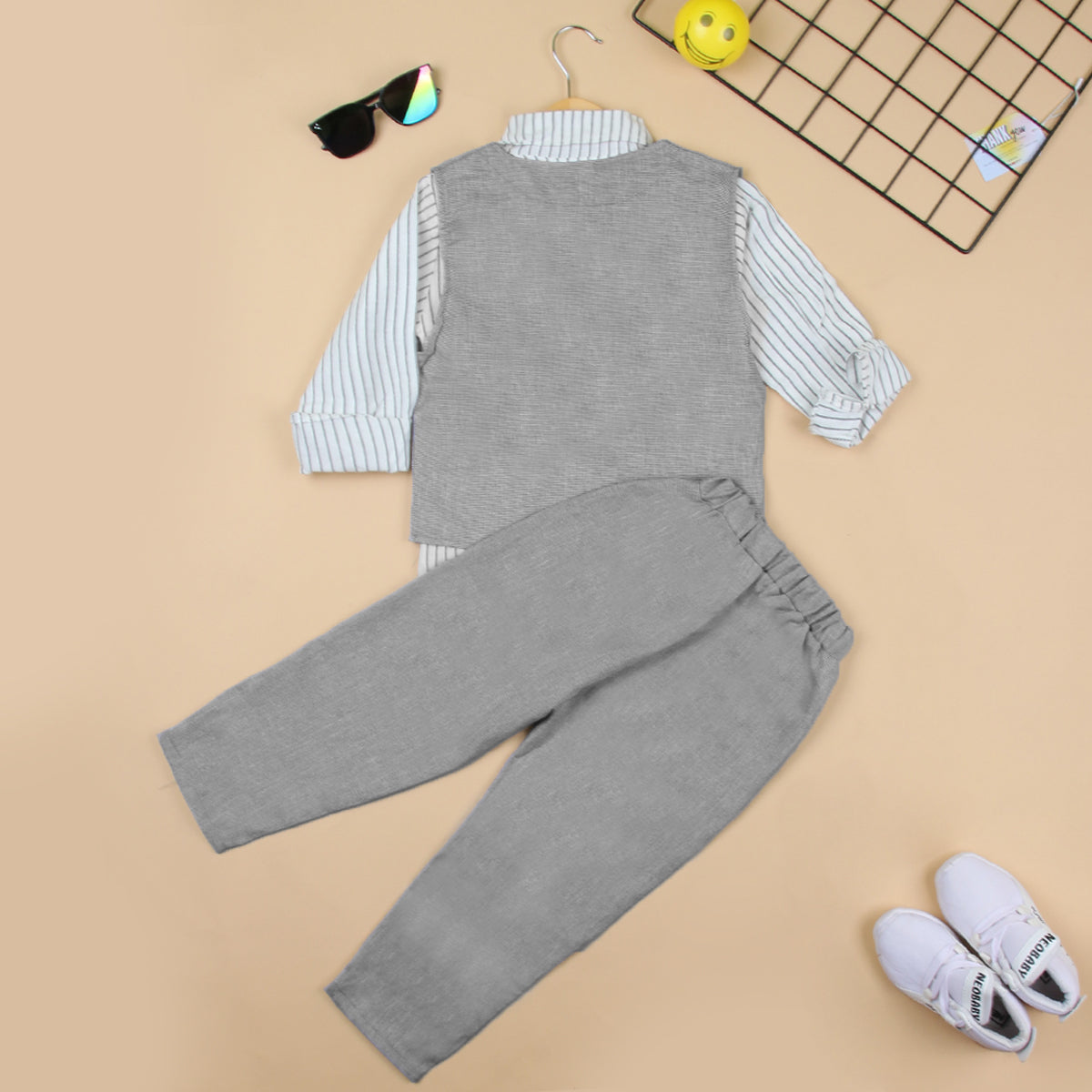 Boys Waistcoat with Striped Shirt and Trousers Set (Copy) 3 pc. Sets