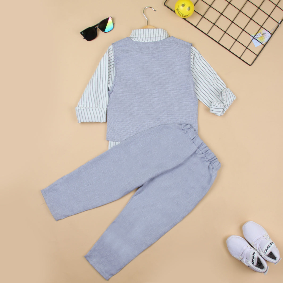 Boys Waistcoat with Striped Shirt and Trousers Set (Copy) 3 pc. Sets
