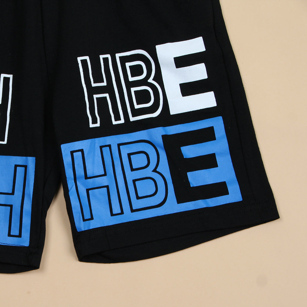 Boys Blue Metallic T-shirt with Printed Shorts Set Sets