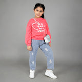 Girls Sweat Shirt with Heart Print