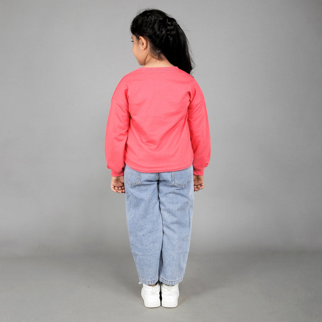 Girls Sweat Shirt with Heart Print Sweatshirts & Hoodies   