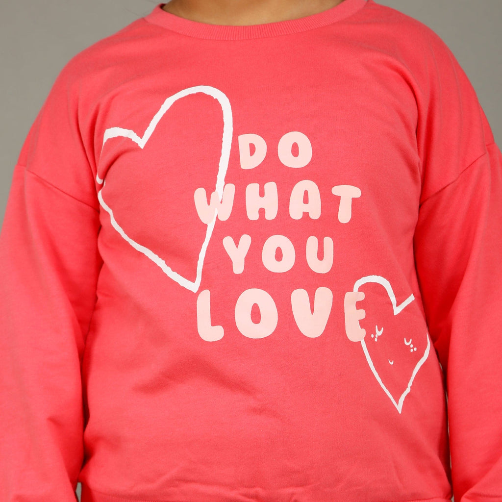 Girls Sweat Shirt with Heart Print Sweatshirts & Hoodies   