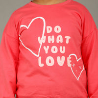 Girls Sweat Shirt with Heart Print Sweatshirts & Hoodies   