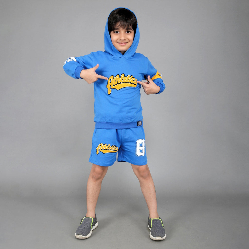 Boys Embroidered Hoodie with Shorts Set