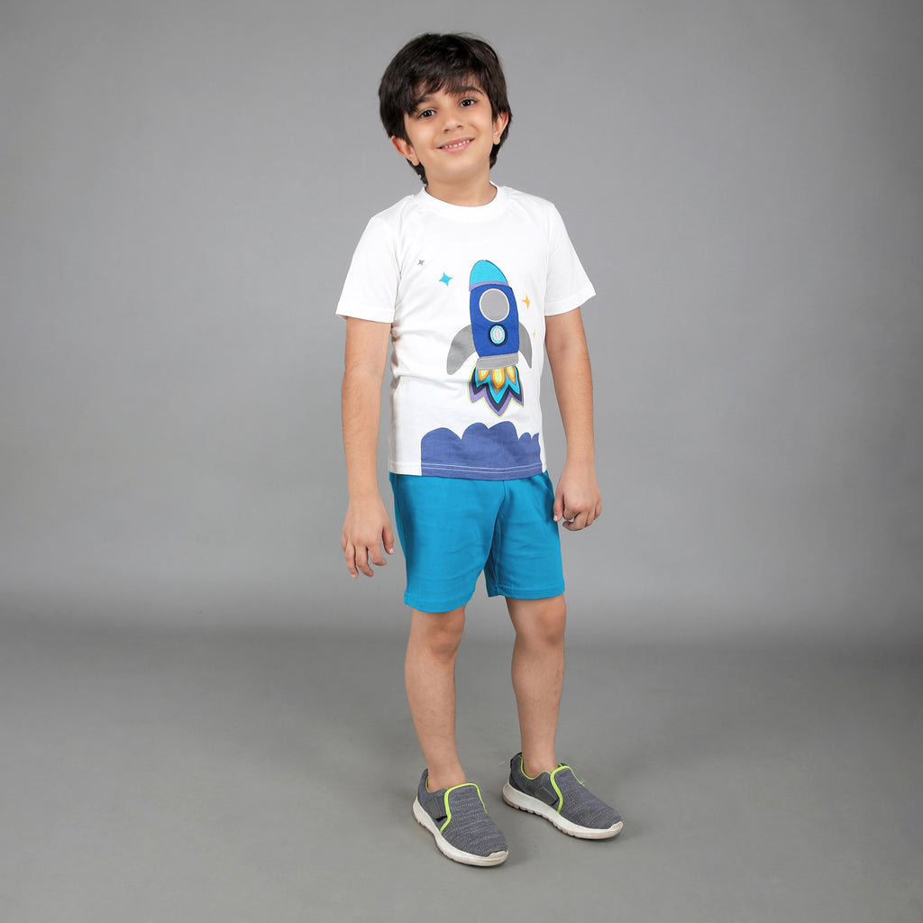 Boys Rocket Print T-shirt & Shorts Set