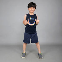 Boys Sleeveless T-shirt with Smiley Print Tshirts   