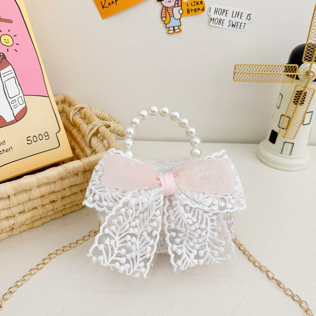 Girls Pink Bow Applique Sling Handbag Accessories Pink Onesize 