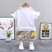 Boys Camouflage Pocket T-Shirt & Shorts Sets   