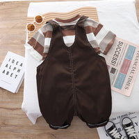 Boys Striped T-Shirt With Dungaree Sets   
