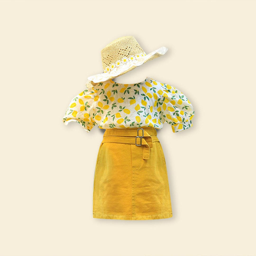 Girls Printed Top with Pencil Skirt Set Sets   