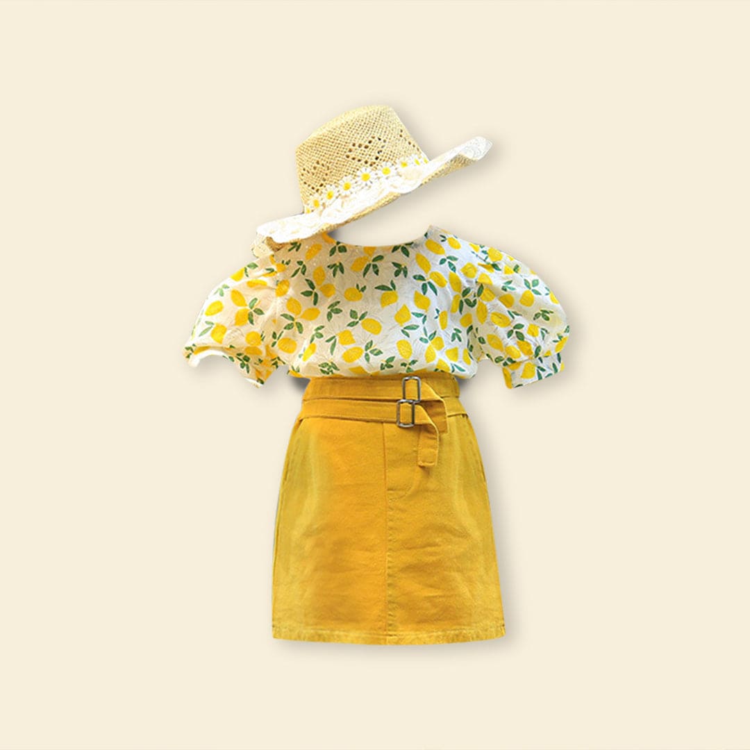 Girls Printed Top with Pencil Skirt Set Sets   