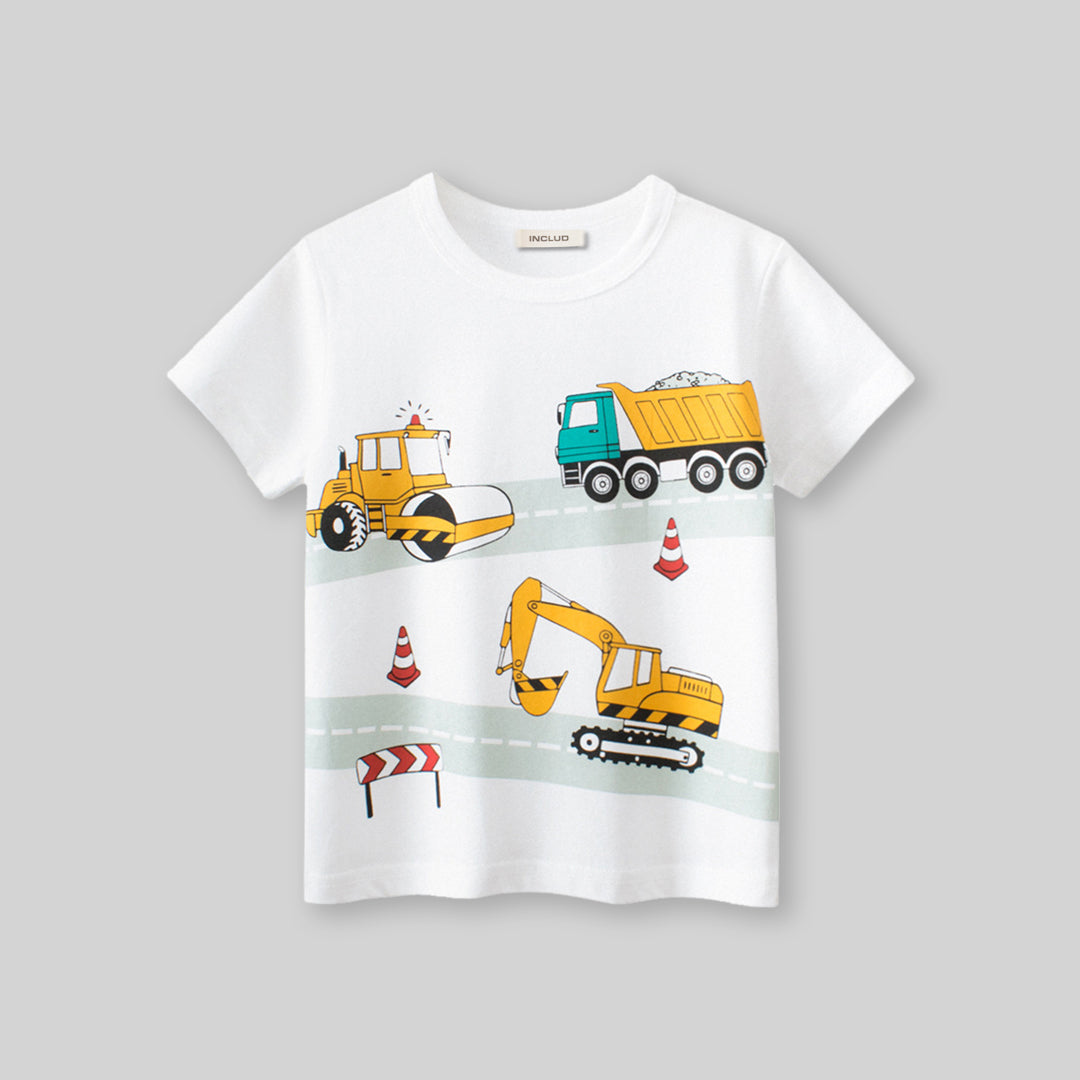 Boys Truck Print Short Sleeves T-shirt Tshirts   