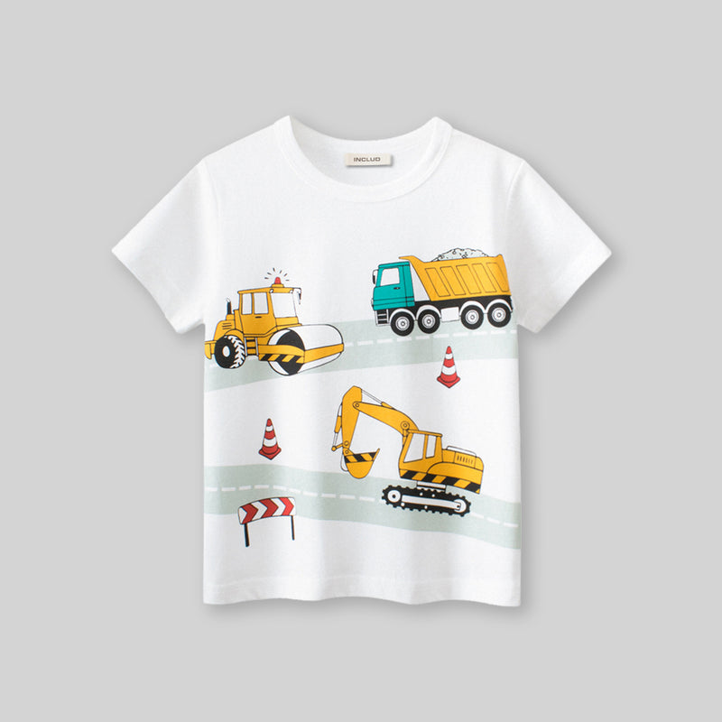 Boys Truck Print Short Sleeves T-shirt Tshirts   