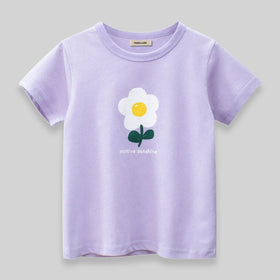 Girls Purple  Graphic Print Tshirt Tshirts   