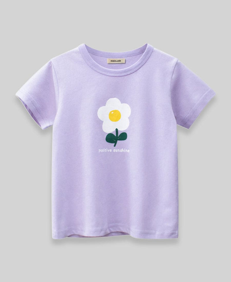 Girls Purple  Graphic Print Tshirt Tshirts   