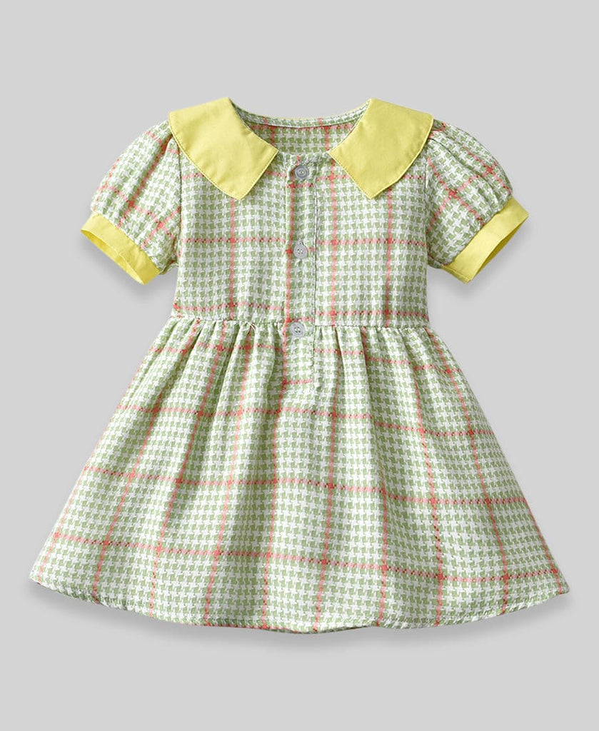 Girls Gingham checks Fit & Flare Dress with Peter Pan Collar Casual Dresses Style 6 1-2 Y 