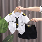 Boys Neck Tie Printed T-Shirt With Shorts